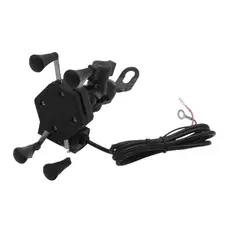 GENERICO - HOLDER SOPORTE PORTA CELULAR MOTO CON CARGADOR 12V METAL