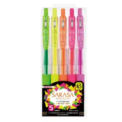 ZEBRA - Set 5 lapiceros tinta gel SARASA Neón