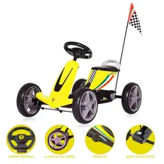 CUZKA - Carro a Pedal Go Kart Ferrari Para Niños »CAR» Yellow