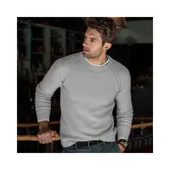 BLWOENS - Suéter casual de moda para hombres- Gris