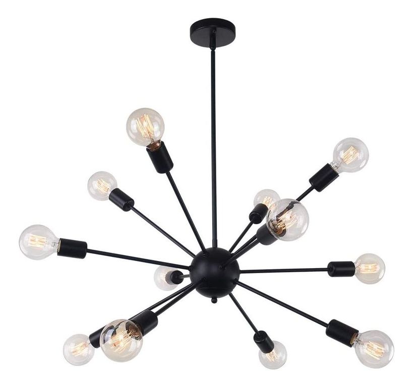 Lamparas colgantes Moderno con 12 Luces Iluminación E27 Negro