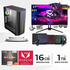 AMD - Computadora ryzen 7 5700g ram 16gb ssd 1TB monitor 27 full hd