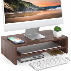 AMUEBLE - Base Soporte para monitores Gold marron Repisa para monitores