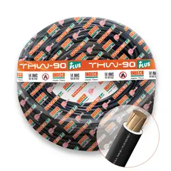 INDECO - CABLE THW-90 PLUS 450/750V 14 AWG - Negro - 100 Metros