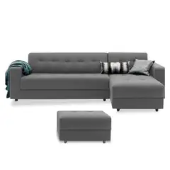 GENERICO - Seccional Derecho Amedeo + Banqueta Living Furniture Gris