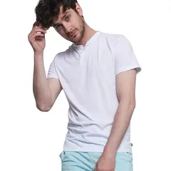 RISING DRAGON - Polo Manga Corta Henley El Sofisticado - Blanco - Blanco