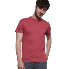 RISING DRAGON - Polo Manga Corta Henley El Sofisticado - Rojo - Rojo