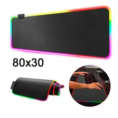 GENERICO - Mouse Pad Gamer con Luces RGB 80x30 30 x 80 Base Mousepad