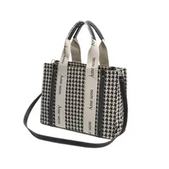 GENERICO - Bolso de Hombro y Mano de Lona con Diseño Entramado