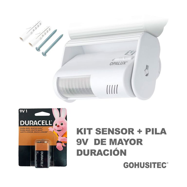 Kit Pila+ Sensor de Movimiento c/ Alarma y TimbreAlarma de Seguridad