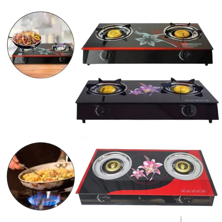 Cocina Estufa de Gas de Vidrio Templado 2Hornillas