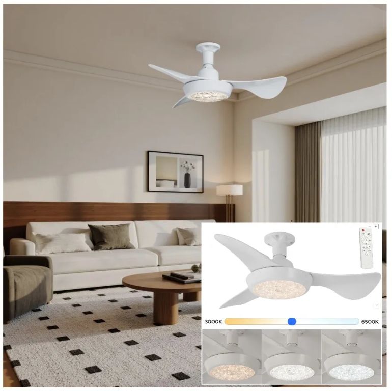 Lampara Ventilador de Techo Blanco con Luz LED 3 Tonos 24 w 