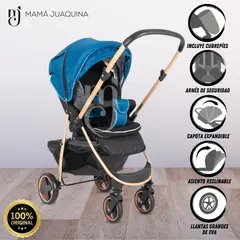 BABY HAPPY - Coche Cuna De Lujo «VALENCIA GOLD» Original Blue
