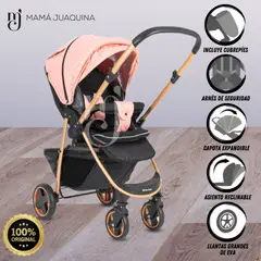 BABY HAPPY - Coche Cuna De Lujo «VALENCIA GOLD» Original Light Pink
