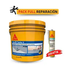 SIKA - Pack sellador impermeabilizante para Techos Sikafill Techo-3 Gris x 4L