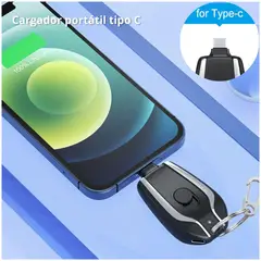 GENERICO - Cargador de celular llavero portatil Tipo C - Negro