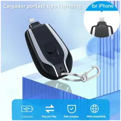 INSPIRA MARKET - Cargador de celular llavero portatil Lightning - Negro