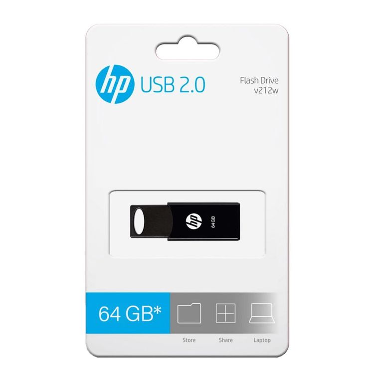 MEMORIA USB V212W 64GB RETRACTIL NEGRO HPFD212B-64