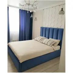 GENERICO - Cama Panel 2 Plazas - Azul Marino
