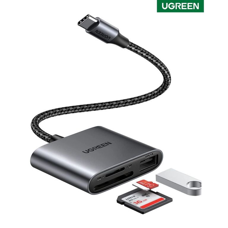 Lector de Tarjetas 3en1 USB-C USB SD TF Tablet Laptop Macbook