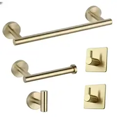 GENERICO - KIT 5 PIEZAS TOALLERO ACERO SUS 304 DORADO