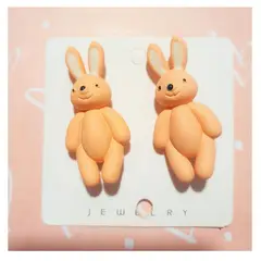 FERNANDA ROMERO JOYAS Y ACCESORIOS - Lindos Aretes Aesthetic Conejitos color Melón Pegados