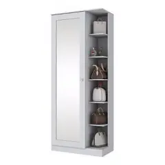 AMUEBLE - Zapatera Con Espejo Melamina Cancún Blanco Tiendas