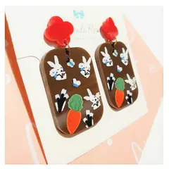 FERNANDA ROMERO JOYAS Y ACCESORIOS - Aretes Aesthetic de Acrílico Tiernos conejitos - Colgantes