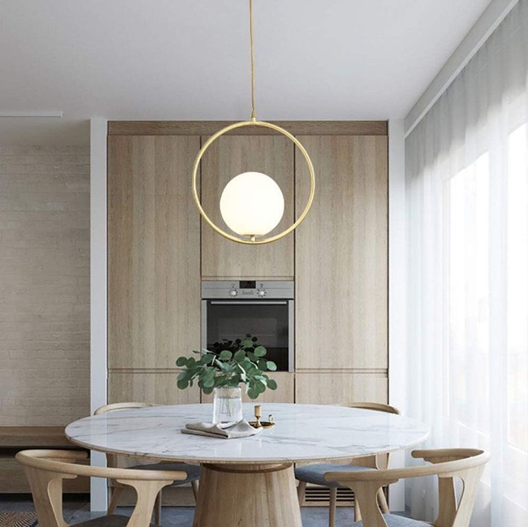 Lámpara colgante bola de cristal blanca