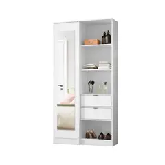 AMUEBLE - Zapatera con espejo TIFANY Melamina  Tiendas BLANCO