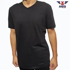 JUST - POLO NEGRO CUELLO V - ALGODON