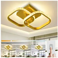 GENERICO - Lámpara de techo LED tricolor de dos cuadrados Incluye control remoto