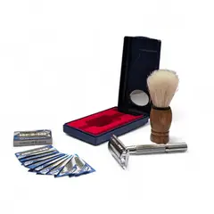 GENERICO - Afeitadora Clásica De Doble Filo con Brocha Barbera y Repuestos