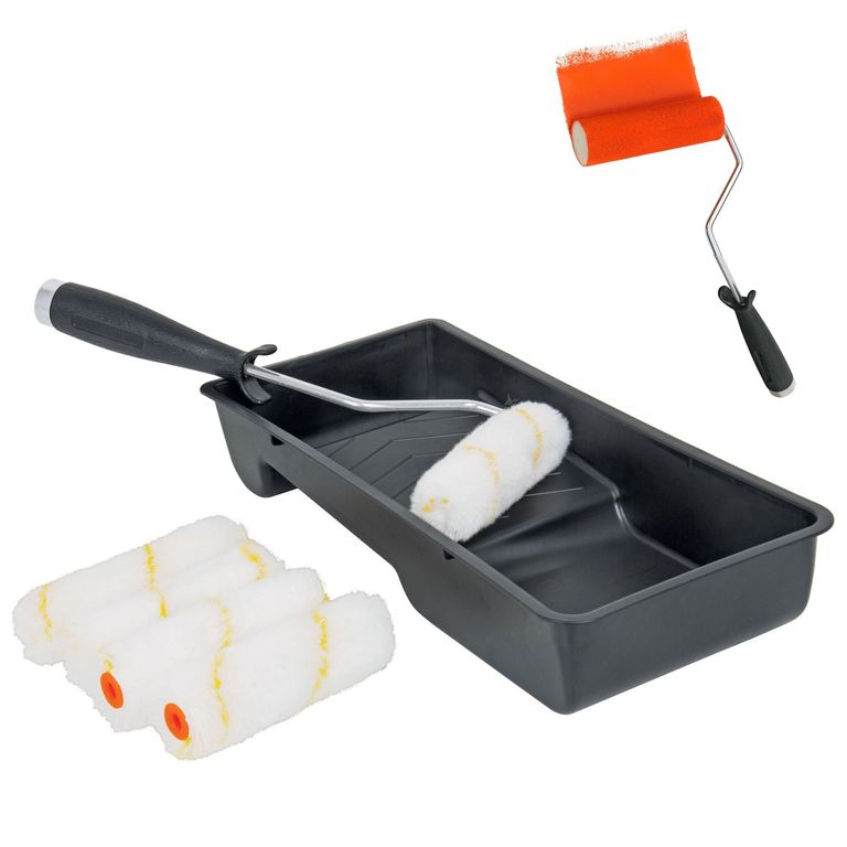 Kit rodillo para pintar, 4"P, 5 rodillos 1 maneral y 1 bandeja,