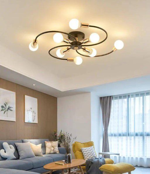 Lámpara colgante modelo flor color negro - Incluye ocho bombillas