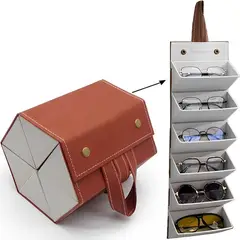 GENERICO - Organizador de Lentes Plegable con 6 Compartimientos Color Marrón