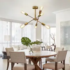 GENERICO - Lámpara de techo colgante modelo araña color dorado - Incluye 6 focos