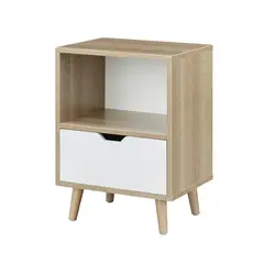 VENTITAS HOME - Velador Vintage Julia 1 Cajón Duna y Blanco