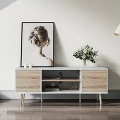 VENTITAS HOME - Mesa de Tv Vintage 50” Amethyst Ventitas Perú Blanco y Rovere