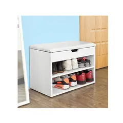 AMUEBLE - Zapatera tapizada LUNA2 Melamina  Tiendas BLANCO