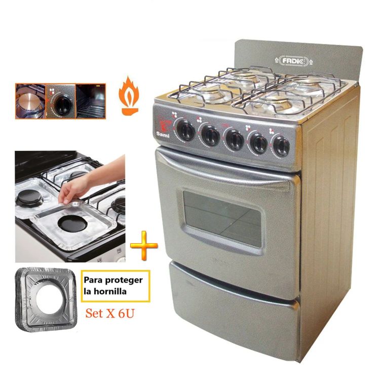 Cocina con respaldar y Horno 20 Sami 4H Gris +Protector