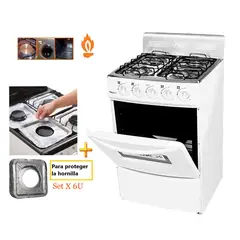 FADIC - Cocina con respaldar y Horno 20 Sami 4H Blanco +Protector