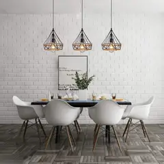 GENERICO - Lámpara colgante de techo triangular modelo rustico incluyen 3 focos