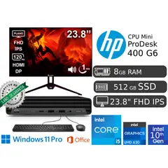 HP - CPU Mini 400 G6 Ci5 10ma gen 8GB RAM 512GB SSD + Monitor Led 23.8 CON AUDIO FHD + TECLADO