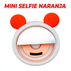GENERICO - Aro Selfie Para Fotos Con Luz Led y Batería Recargable Naranja Movil