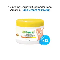 GENERICO - 12 Cremas Corporal Quemador Tapa Amarilla - Lipo Cream Ni x 500g