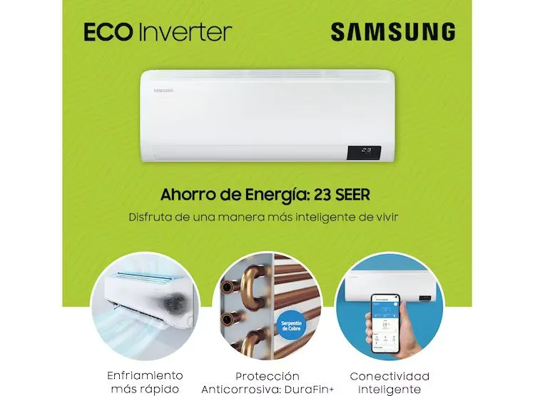 AIRE ACONDICIONADO SPLIT DE 12,000 BTU/H INVERTER FRIO SOLO