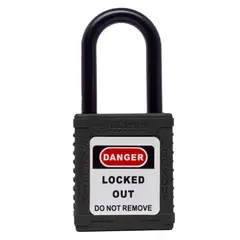 LOTO MASTER - CANDADO DE SEGURIDAD AISLADO, 1 1/2", 2 LLAVES, COLOR NEGRO