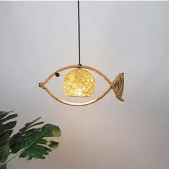 GENERICO - Lampara colgante de techo tejido forma de pez