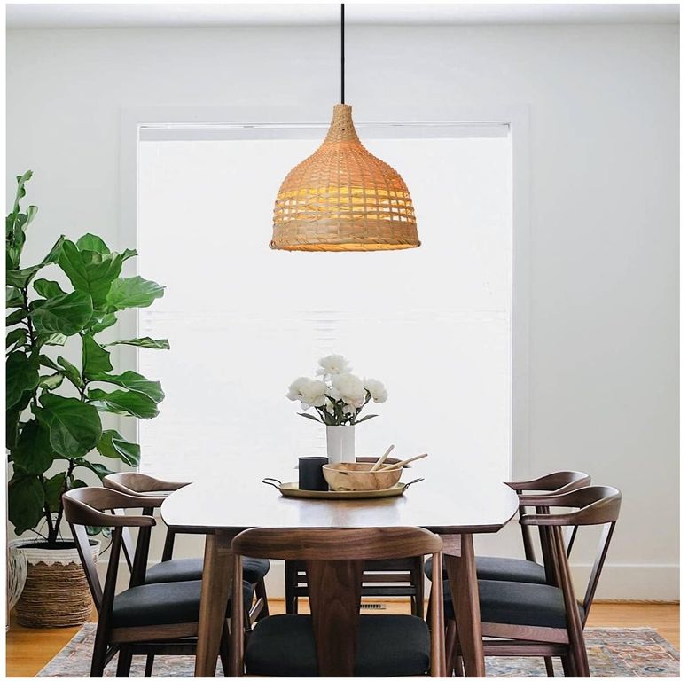 Lámpara colgante de bambú Natural semicírculo